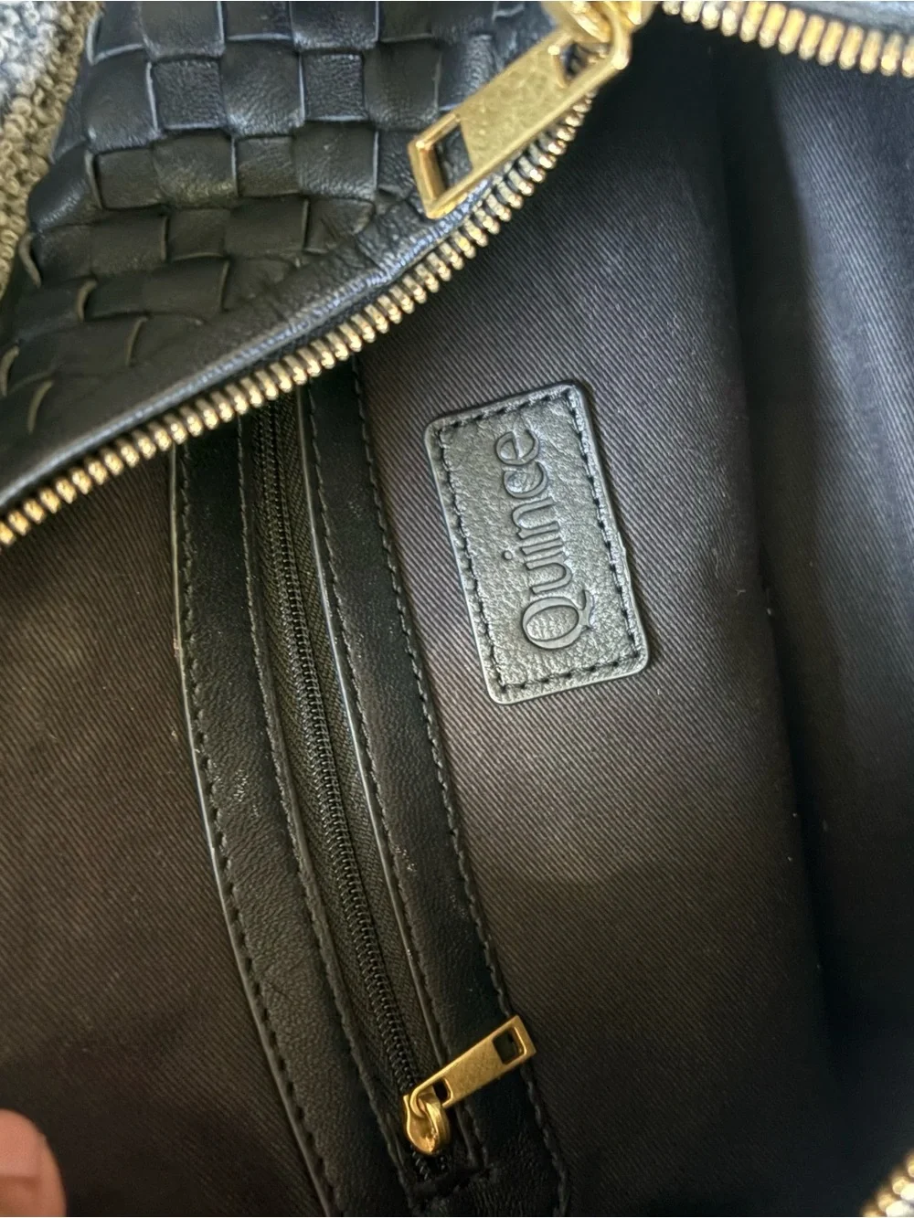 Quince Woven Leather Shoulder Bag - Black